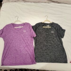 Under Armour Purple and Gray Athletic Tops